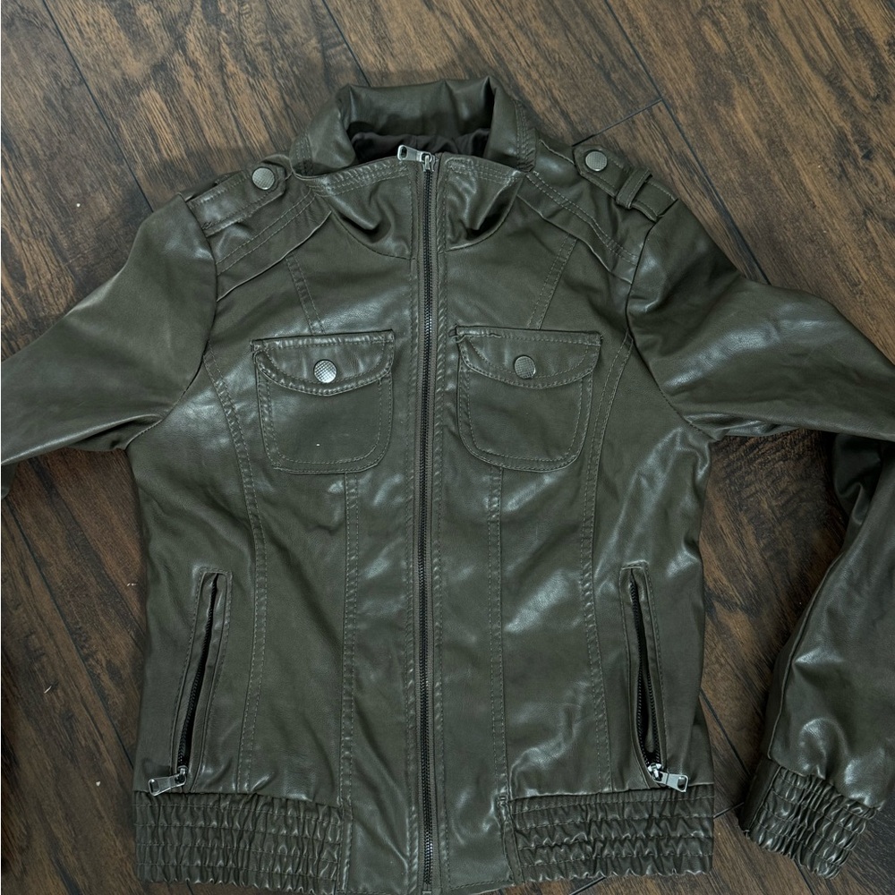 Olive Green Leather Jacket